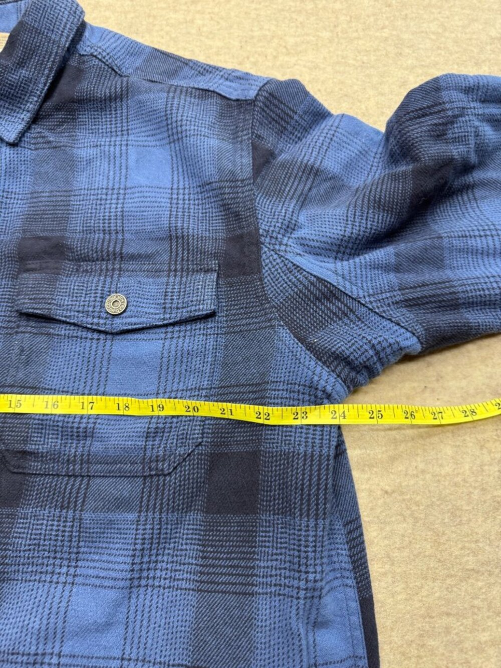 Duluth Trading Co. Blue Flannel Button Down Shirt Jacket/Shacket Large Tall - Picture 7 of 9